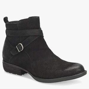 Born Faywood Black Leather Distressed Ankle Boots 8m